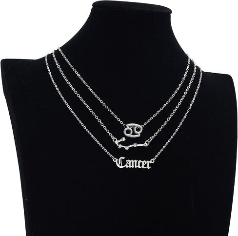3pcs Zodiac Necklaces 12 Constellation Pendant Necklace Astrology Horoscope Old English Zodiac Sign Necklace Jewelry with Message Card for Women Girls Jewelry in Saudi Arabia