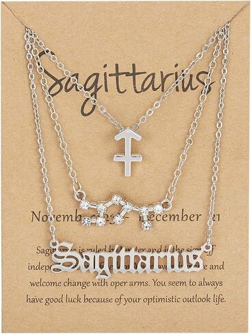 3pcs Zodiac Necklaces 12 Constellation Pendant Necklace Astrology Horoscope Old English Zodiac Sign Necklace Jewelry with Message Card for Women Girls Jewelry in Saudi Arabia