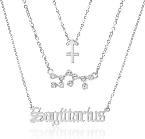 3pcs Zodiac Necklaces 12 Constellation Pendant Necklace Astrology Horoscope Old English Zodiac Sign Necklace Jewelry with Message Card for Women Girls Jewelry in Saudi Arabia