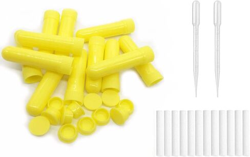 12 Sets(Yellow) Essential Oil Aromatherapy Tubes Inhaler Sticks Blank Nasal Inhalers(12 Complete Sticks) + 2 Polyethylene Pipette Droppers in Saudi Arabia