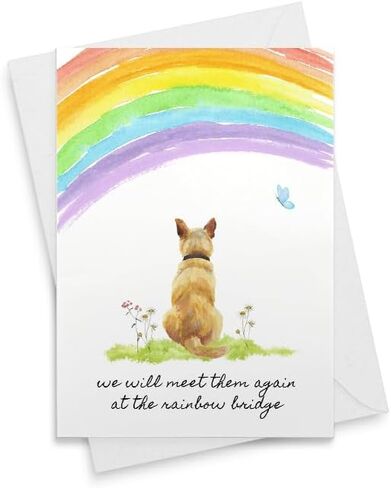 Sympathy card Pet sympathy card, Rainbow Bridge Dog condolence card pup bereavement card [00950] in Saudi Arabia