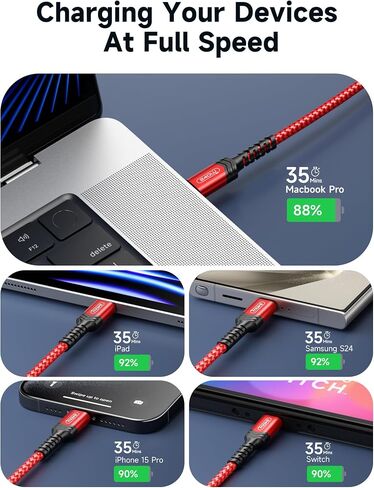JSAUX 240W USB C to USB C Cable 10FT, Type C Fast Charging Cord, Blue in Saudi Arabia