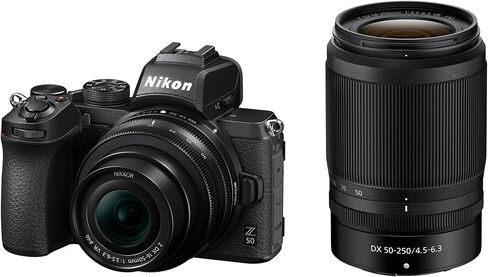 Nikon Z 50 with Two Lenses | Compact mirrorless Stills/Video Camera with Wide-Angle and telephoto Zoom Lenses | Nikon USA Model | Telephoto zoom lenses USA Model in Saudi Arabia