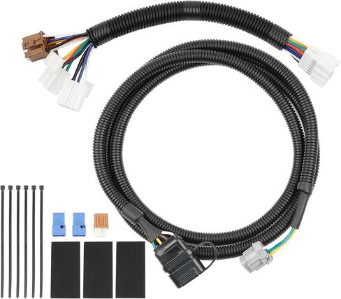 Dasbecan 56225 Trailer Hitch Wiring Harness Kit Compatible with Nissan Frontier 05+ Pathfinder 05-12 Xterra 05-15 Suzuki Equator 09-12 (4-Way Flat Trailer Connector Plug) in Saudi Arabia