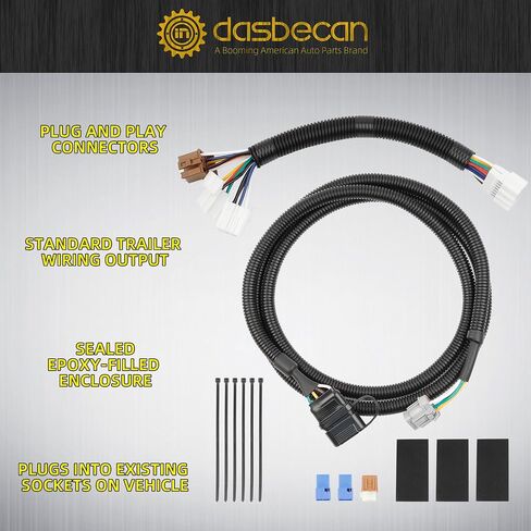 Dasbecan 56225 Trailer Hitch Wiring Harness Kit Compatible with Nissan Frontier 05+ Pathfinder 05-12 Xterra 05-15 Suzuki Equator 09-12 (4-Way Flat Trailer Connector Plug) in Saudi Arabia