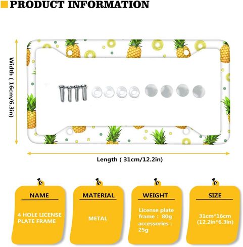 2 Pieces Hawaiian Hibiscus Floral License Plate Frame Decorative License Plate Cover Tropical Flower License Plate Frame with 4 Holes and Screws in Kuwait