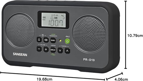 Sangean PR-D19BK FM Stereo/AM Digital Tuning Portable Radio with Protective Bumper (Gray/Black) in Kuwait
