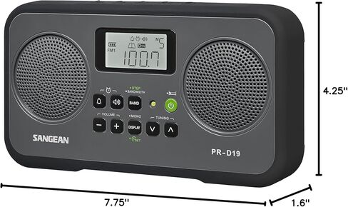 Sangean PR-D19BK FM Stereo/AM Digital Tuning Portable Radio with Protective Bumper (Gray/Black) in Kuwait