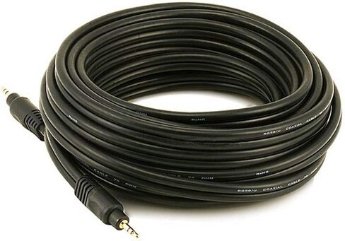 Monoprice Premium 3.5mm Male to 3.5mm Male Stereo Audio Cable - 22AWG, Gold Plated, 50 Feet, Black in Saudi Arabia