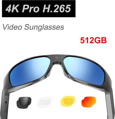 OhO Camera Glasses,4K Pro 24M Resolution H.265 Smart Glasses with Built-in 32GB Memory,UV400 Sunglasses for Outdoor Sport in Kuwait