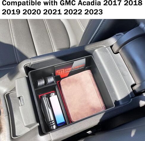 TACOBRO Center Console Organizer Compatible with GMC Acadia 2017 2018 2019 2020 2021 2022 2023 Accessories, Armrest Insert Secondary Storage Box ABS, Black Trim in Saudi Arabia