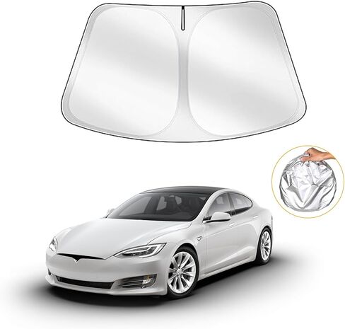 Windshield Sunshade Fit for Tesla Model Y Model 3 2016-2024, Foldable Car Sun Shade for Front Windshield in Saudi Arabia