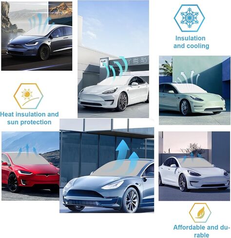 Windshield Sunshade Fit for Tesla Model Y Model 3 2016-2024, Foldable Car Sun Shade for Front Windshield in Saudi Arabia