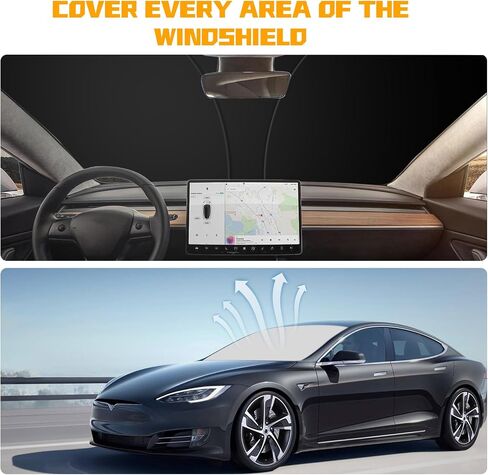 Windshield Sunshade Fit for Tesla Model Y Model 3 2016-2024, Foldable Car Sun Shade for Front Windshield in Saudi Arabia