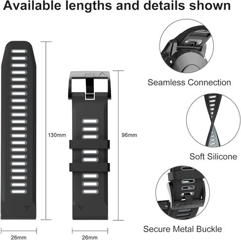 OVERSTEP Compatible with Fenix 6X Watch Band 26mm QuickFit Silicone Strap for Garmin Fenix 7X/Fenix 6X Pro/Fenix 5X/Fenix 5X Plus/Descent Mk2, Mk2i Smartwatch(Army Green-Black) in Kuwait