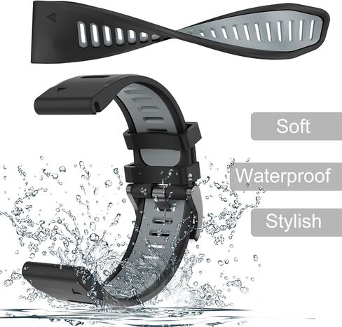 OVERSTEP Compatible with Fenix 6X Watch Band 26mm QuickFit Silicone Strap for Garmin Fenix 7X/Fenix 6X Pro/Fenix 5X/Fenix 5X Plus/Descent Mk2, Mk2i Smartwatch(Army Green-Black) in Kuwait