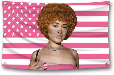 Ice Rapper Spicy flag,pink american flag, outdoor flag polyester fabric, durable, equipped with brass buckle, suitable for home indoor and outdoor decoration (3 feet x 5 feet) in Saudi Arabia