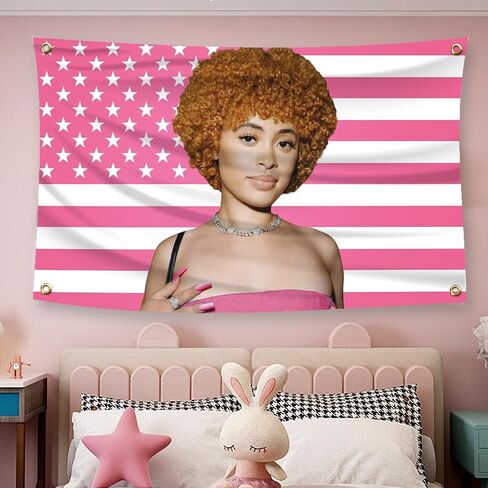 Ice Rapper Spicy flag,pink american flag, outdoor flag polyester fabric, durable, equipped with brass buckle, suitable for home indoor and outdoor decoration (3 feet x 5 feet) in Saudi Arabia