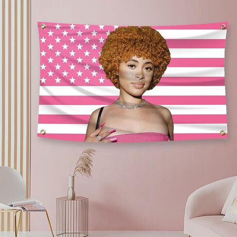 Ice Rapper Spicy flag,pink american flag, outdoor flag polyester fabric, durable, equipped with brass buckle, suitable for home indoor and outdoor decoration (3 feet x 5 feet) in Saudi Arabia