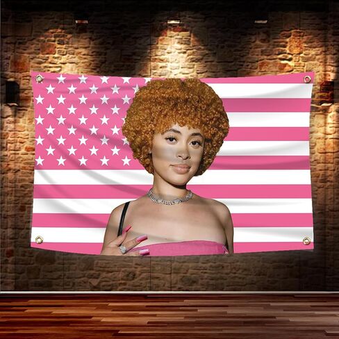 Ice Rapper Spicy flag,pink american flag, outdoor flag polyester fabric, durable, equipped with brass buckle, suitable for home indoor and outdoor decoration (3 feet x 5 feet) in Saudi Arabia