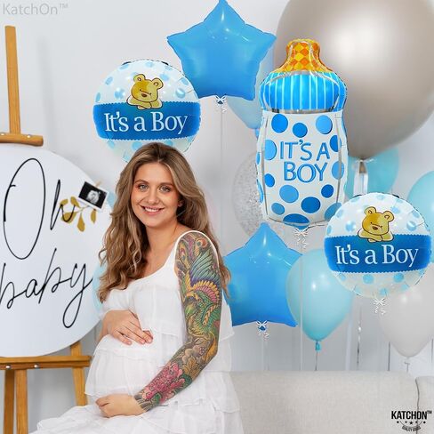 KatchOn, Its A Boy Balloons Set - Pack of 5 | Baby Boy Balloons | Baby Shower Balloons for Boy | Blue Baby Bottle Balloon, Welcome Baby Boy Decorations | It's A Boy Balloons, Baby Boy Foil Balloon in Saudi Arabia