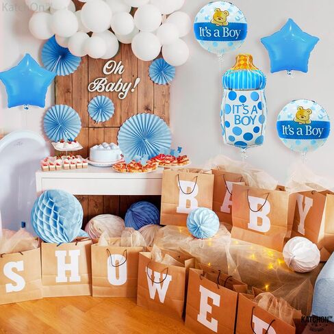 KatchOn, Its A Boy Balloons Set - Pack of 5 | Baby Boy Balloons | Baby Shower Balloons for Boy | Blue Baby Bottle Balloon, Welcome Baby Boy Decorations | It's A Boy Balloons, Baby Boy Foil Balloon in Saudi Arabia