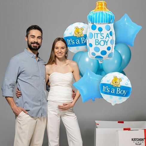 KatchOn, Its A Boy Balloons Set - Pack of 5 | Baby Boy Balloons | Baby Shower Balloons for Boy | Blue Baby Bottle Balloon, Welcome Baby Boy Decorations | It's A Boy Balloons, Baby Boy Foil Balloon in Saudi Arabia