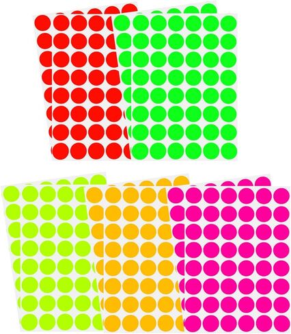 Royal Green Round Stickers 5/8" inch in 18 Assorted Colors. Colored Sticker dots 17mm - 864 Pack in Saudi Arabia