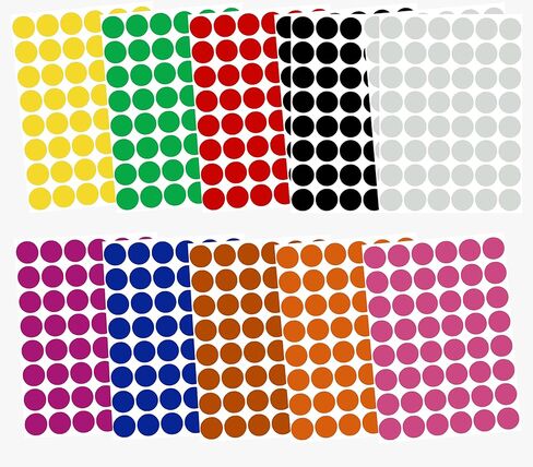 Royal Green Round Stickers 5/8" inch in 18 Assorted Colors. Colored Sticker dots 17mm - 864 Pack in Saudi Arabia