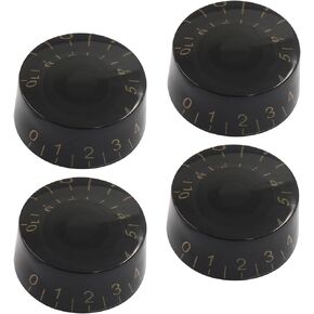 4 Pcs Electric Guitar Bass Top Hat Knobs, Speed Volume Tone AMP Effect Pedal Control Knobs Fits 6mm/0.24" for Instrument Parts Replacement (Amber)