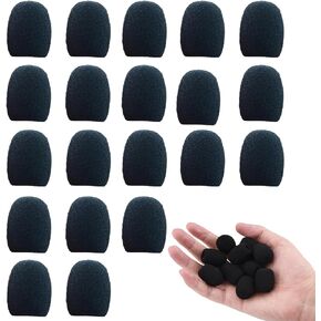 20 Pack Headset Microphone Covers Foam Lapel Headset Microphone Windscreen Headset Windscreen Lavalier Microphone Windscreen for Variety of Headset Microphone Noise Reduction, Black