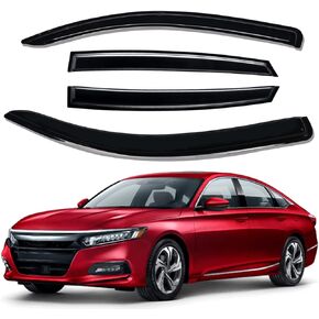 Lightronic WV94198 Outside-Mount Side Window Visor Deflector Rain Guard, Dark Smoke, 4-Pieces Set, Fits 2018-2022 Honda Accord Sedan (EXCLUDES Accord Sport)
