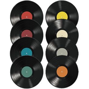 VANZACK Record Wall Stickers Vintage Vinyl Record Decor Decals Decorative Vinyl Record Wall Ornaments for Home Cafe Bar Music Room Decor 8Pcs
