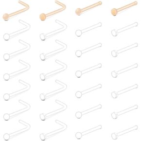 MODRSA Clear Nose Studs Clear Nose Rings For Work Plastic Nose Rings For Surgery Clear Nose Retainer Clear Earrings For Sports Plastic Belly Button Rings Clear Lip Piercing Clear Cartilage Earring