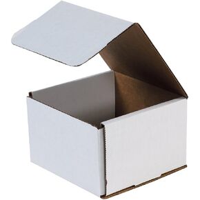 Aviditi White Corrugated Cardboard Mailing Boxes, 7 x 7 x 4 Inches, Pack of 50, Crush-Proof, for Shipping, Mailing and Storing