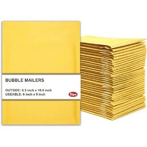 SIPA Kraft Bubble Mailer Self Seal Bubble Shipping Envelopes (6.5"x10.5" /50 Pack)