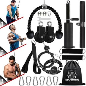 Weight Cable Pulley System Gym Upgraded Fitness LAT and Lift Pulley Attachments Tricep Workout Pulley System with Adjustable Length Cable for Home Gym LAT Pull Down Biceps Curl Tricep Arm Workouts