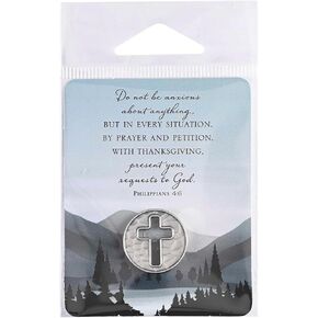 Dicksons Pocket Coin Cross, Do Not Be Anxious, Silver 1.3 x 1.8 Inch Zinc Alloy Collectible Figurine