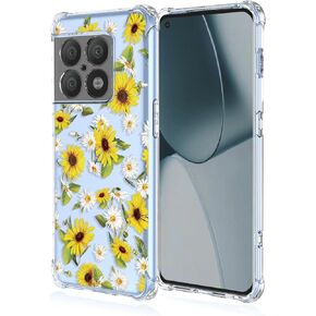 One Plus 10pro 5G Mobile Phone case, Transparent Flower Pattern, TPU Silicone Protective case, Shockproof and Ultra-Thin, Suitable for One Plus 10pro 5G (White Flower Bouquet)