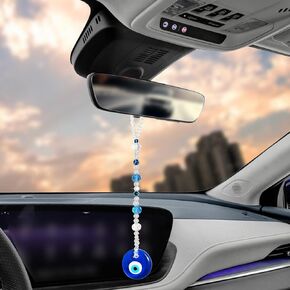 Evil Eye Car Hanging Ornament, Charms for Car Rear View Mirror, Handmade Turkish Ornament, Lucky Blue Evil Eye Hanging Ornament Amulet for Car, Home and Office for Blessing (Elephant)