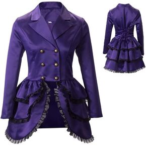 Vintage Gothic Victorian Women's Tuxedo Jacket Steampunk Costume Layered Dress Coat in Saudi Arabia