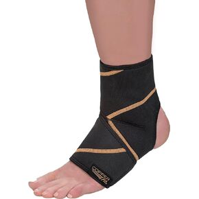 Copper Fit Rapid Relief & Hot/Cold Ankle Foot Wrap with Hot Cold Pack, Black, One Size Fits Most