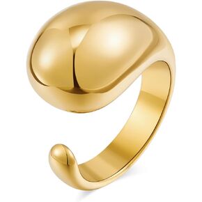 HolidayQbee Tear Drop Ring For Women Two Tone Ring Gold And Silver Rings Dome Ring Fashion Jewelry For You To Choose
