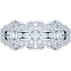 THELANDA Genuine Moissanite or Simulated Diamond Sterling Silver 8mm Wide Vintage Interlocking Knot Infinity Cocktail Ring Wedding Band