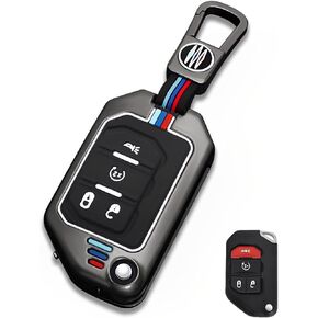 for Jeep Key Fob Cover Metal key Case Compatible for Gladiator JT Wrangler JL JLU Rubicon Key Fob Holder Protector Shell (JPC-Gray)