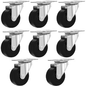 8 Pack 2" Swivel Caster Wheels Rubber Base with Top Plate & Bearing Heavy Duty