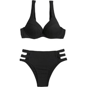 SHENHE Women's Cut Out High Waisted Bikini Sets Push Up 2 Piece Swimsuits Swimwear