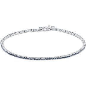1.3MM Round Birthstone Gemstone Thin Tennis Bracelets For Women Teen Girls - 7" Inch Tennis Bracelet For Ladies In 14K Gold Over Sterling Silver