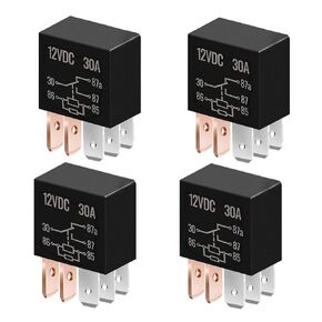 5 دبوس 12 فولت مرحل 30A 12VDC، 8 قطعة مرحل أسود متعدد الأغراض مرحل السيارة لملحقات استبدال محرك السيارة