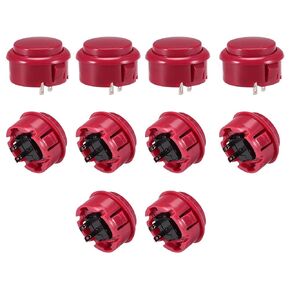 uxcell 30mm Mounting Hole Momentary Game Push Button Switch for Arcade Video Games Red 10pcs